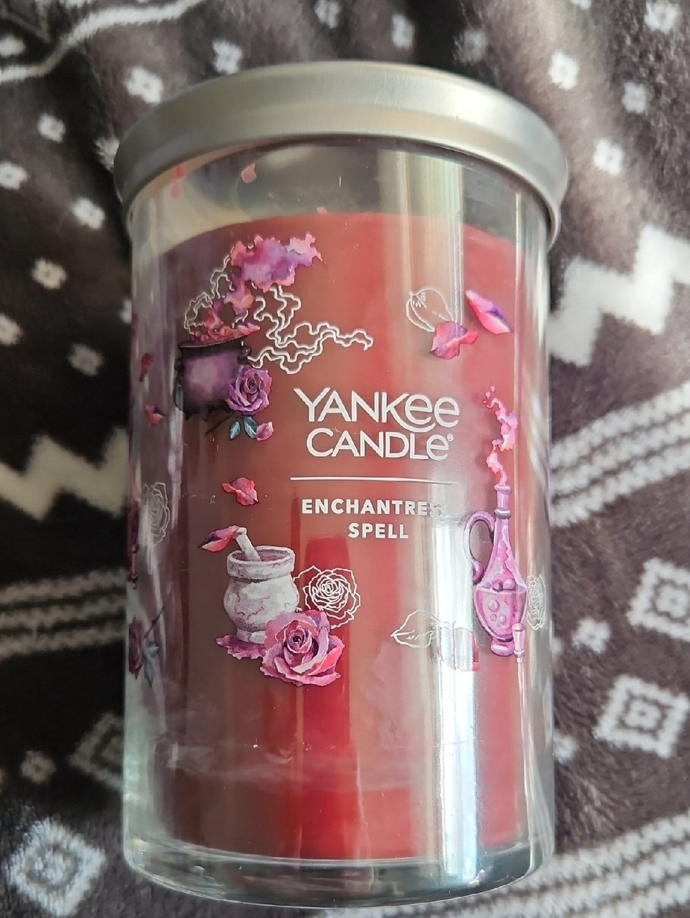 Yankee Candle Enchantress Spell 20oz Largw Tumbler Jar NEW 2 wick black rose